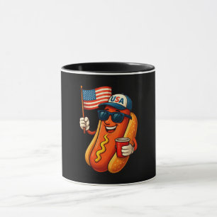 4:e juli Hotdog Funny Patriotic USA flagga Mugg