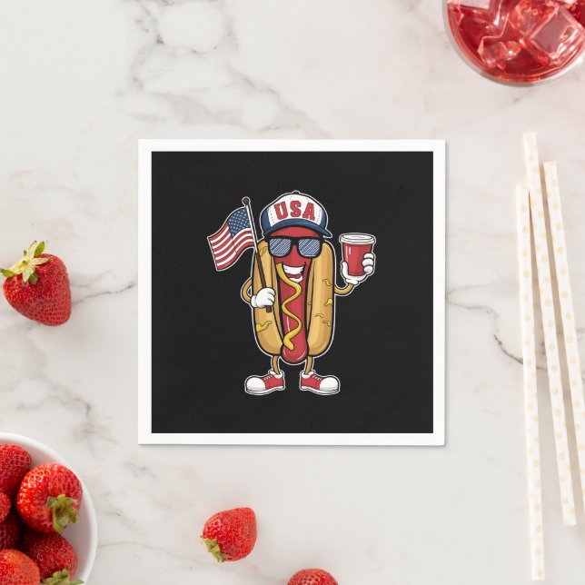 4:e juli Hotdog Funny Patriotic USA flagga Pappersservett (Insitu)