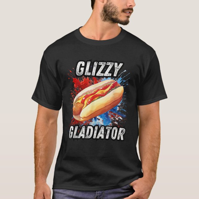 4:e juli Hotdog Glizzy Gladiator American T Shirt (Framsida)