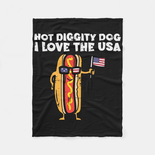 4:e juli Hotdog Hett Diggity Hund Patriotic Women Fleecefilt (Framsidan)