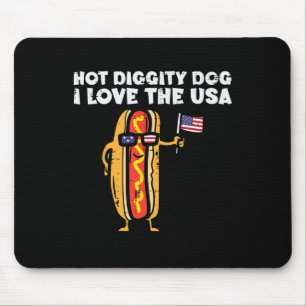 4:e Juli Hotdog Hot Diggity Dog Patriotiska Kvinno Musmatta