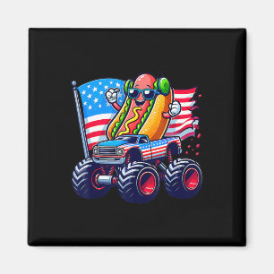4:e Juli Hotdog Sungles Monster Truck Amerikansk  Magnet