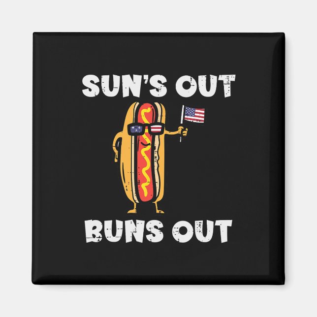 4:e juli Hotdog US Flagga Sol Out Funny America Wo Magnet (Framsidan)