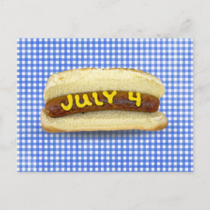 4:e juli-Hund om Hett på Gingham Postcard Vykort
