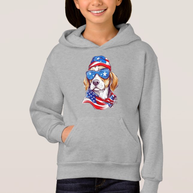 4:e Juli Hund Sublimering-66361 Hoodie T Shirt (Framsida)