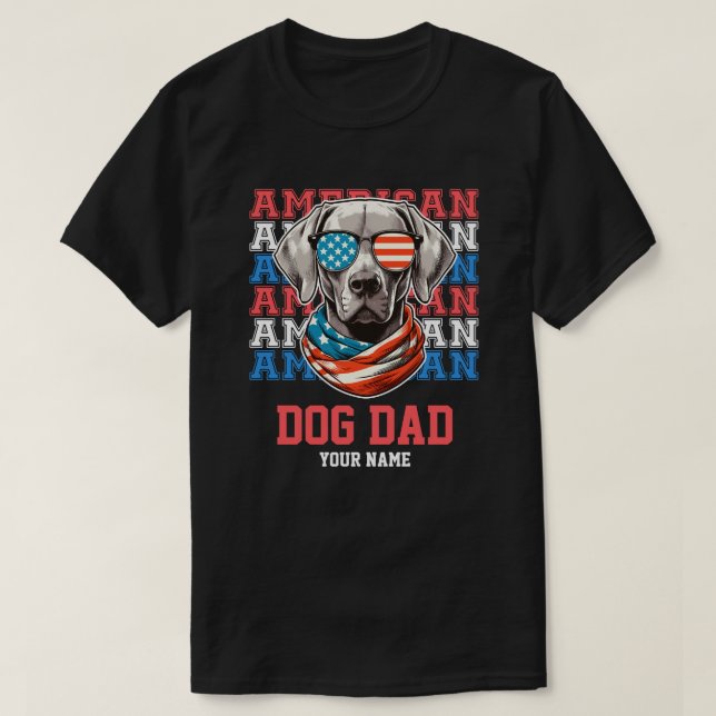 4:e juli i Hund i Personligen Glass Hund Pappa T Shirt (Design framsida)