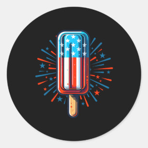4:e juli Ice Cream American Flagga Patriotic Summ Runt Klistermärke