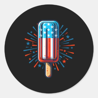 4:e juli Ice Cream American Flagga Patriotic Summ Runt Klistermärke
