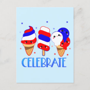 4:e juli Ice Cream Celebrate Independence day Vykort