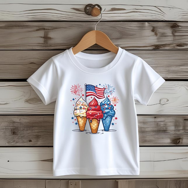 4:e juli Ice Cream USA flagga Kids T-Shirt (Skapare uppladdad)
