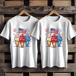 4:e juli Ice Cream USA flagga Manar-Shirt T Shirt