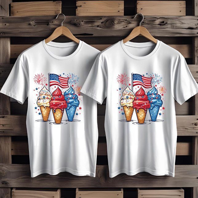 4:e juli Ice Cream USA flagga Manar-Shirt T Shirt (Skapare uppladdad)