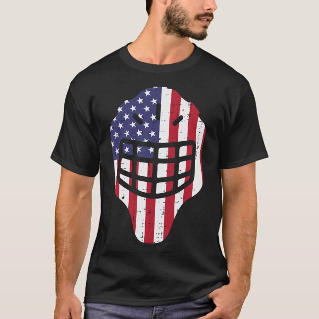 4:e juli Ice Hockey Helmet America Flagga America  T Shirt (Framsida)