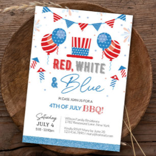 4:e juli-inbjudan Editable BBQ Independence Inbjudningar