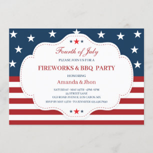 4:e juli-inbjudan, Independence day, BBQ Inbjudningar