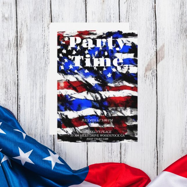 4:e juli - inbjudan till amerikansk Flagga (Skapare uppladdad)