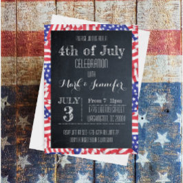 4:e juli-inbjudan till Chalkboard-Flagga-part Inbjudningar