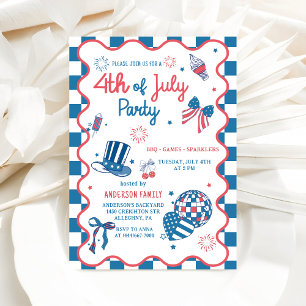 4:e juli-inbjudan till Fireworks BBQ-part Inbjudningar