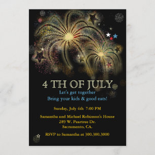 4:e juli-inbjudan till Fireworks-part Inbjudningar