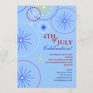 4:e juli-inbjudan till Fireworks-part Inbjudningar