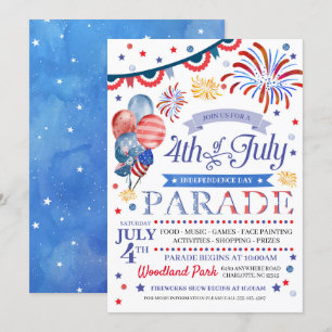 4:e juli-inbjudan till Parad Flyer Inbjudningar
