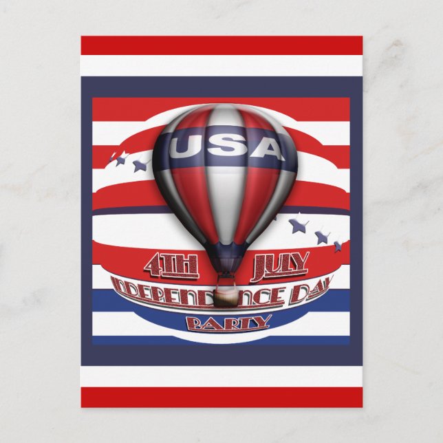 4:e juli-inbjudan till part vykort (Framsida)