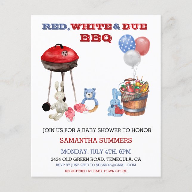 4:e juli Independence day Baby Shower (Framsida)
