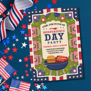 4:e juli Independence day Cookout Party Inbjudningar