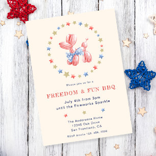 4:e juli Independence day Cute Balloon BBQ Inbjudningar