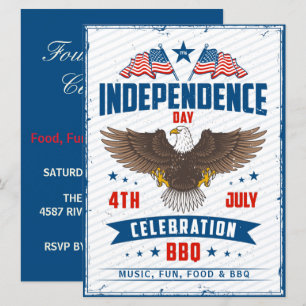 4:e juli Independence day-örnen BBQ party Inbjudningar