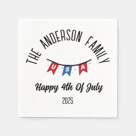 4:e juli Independence day Personlig Namn Pappersservett