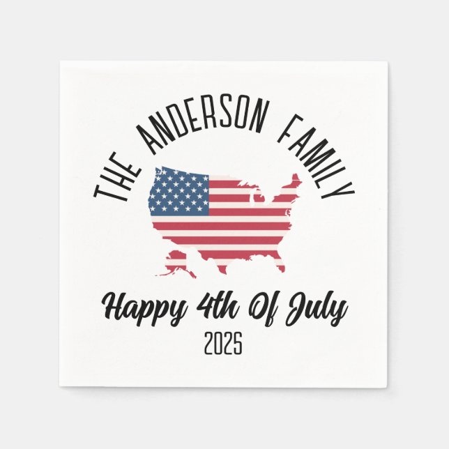 4:e juli Independence day Personlig Namn Pappersservett (Framsidan)