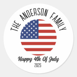 4:e juli Independence day Personlig Namn Runt Klistermärke