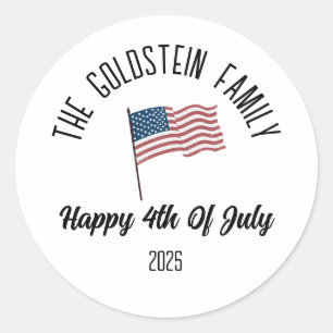 4:e juli Independence day Personlig Namn Runt Klistermärke