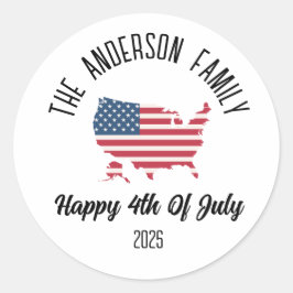 4:e juli Independence day Personlig Namn Runt Klistermärke