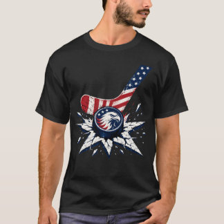 4:e juli ishockeyklubba puck US Flag män pojkar T Shirt