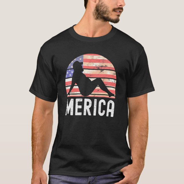 4:e juli Joke i Merica Tjock Party Drinking Vuxen  T Shirt (Framsida)