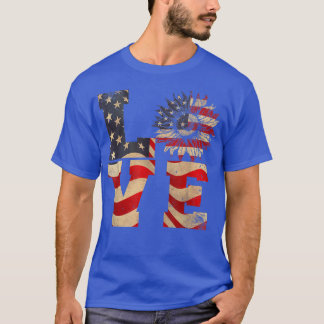 4:e juli Kärlek Solros Patriotic American Flagga T Shirt