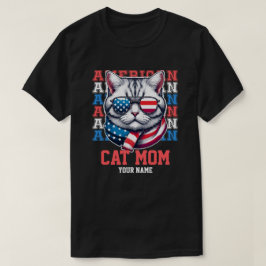4:e juli Katt i Personligen Glass Cat Mamma T Shirt