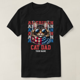 4:e juli Katt i Personligen Glass Cat Pappa T Shirt