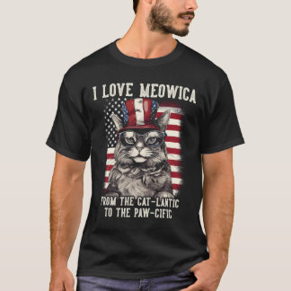 4:e juli katt jag älskar Meowica patriotisk katt T Shirt