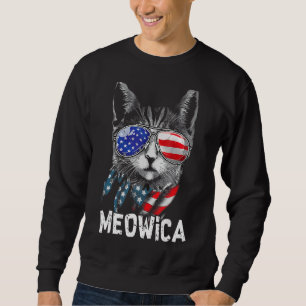 4:e juli Katt Meowica Merica Kattunge American Fla Lång Ärmad Tröja