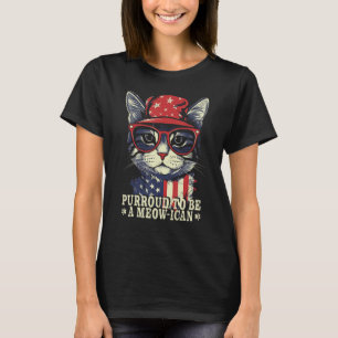 4:e juli Katt Purroud to be a Meowican, Patrioti T Shirt