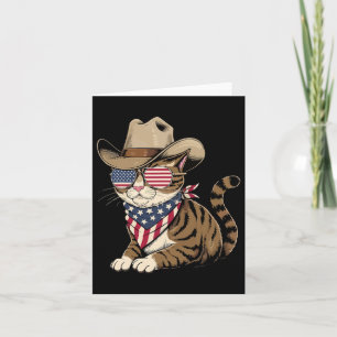 4:e juli Katt till Cowboy Älskare USA American Fla Kort