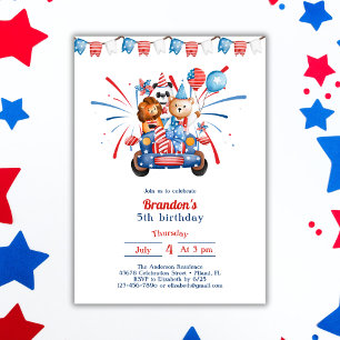 4:e juli Kids Independence day 5:e födelsedagen Inbjudningar