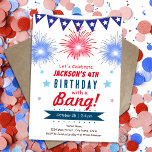 4:e juli Kids Sommardag Inbjudningar<br><div class="desc">Barns sommarfödelsedagstema. Enkel att anpassa. Finns även som digital nedladdning! Vår,  sommartid party Bang,  fyrverkerier,  rödvita och blå,  4:e juli-födelsedagsfesten</div>