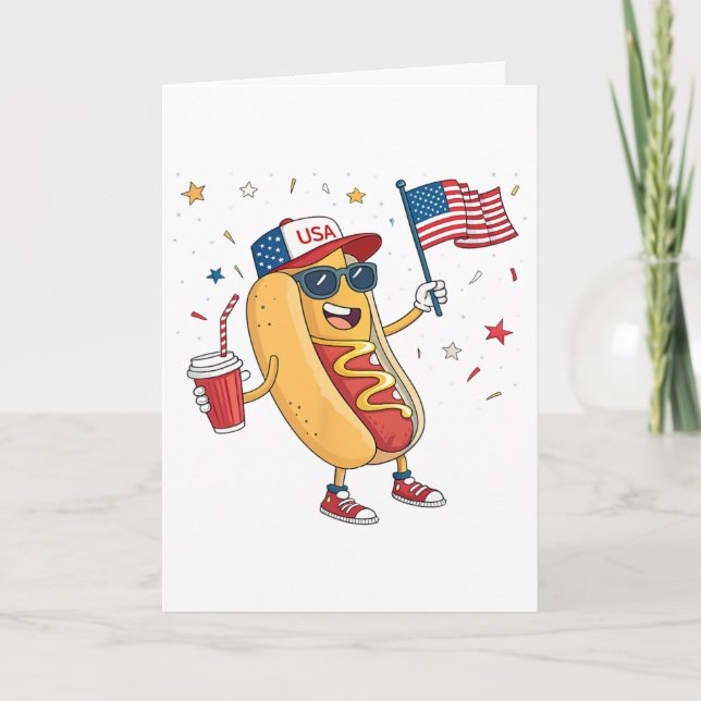 4:e juli korv Roligt fjärde juli patriotisk  Kort (Framsida)