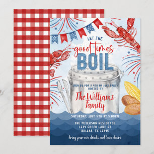 4:e juli Kräftor Boil Party-inbjudan Inbjudan