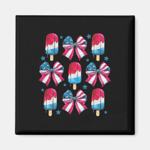 4:e juli Kute Popsicle Bows Patriotic Women Kid Magnet