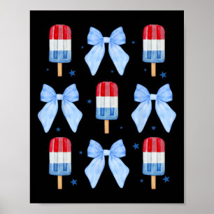 4:e juli Kute Popsicle Bows Patriotic Women Kid Poster